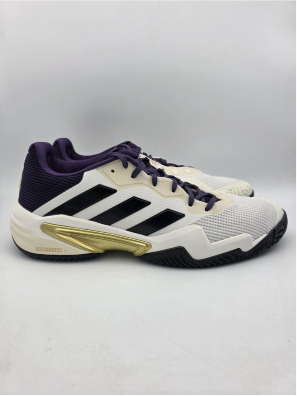 New Adidas Barricade 13 M NM Tennis White Plum Black JR1499 Men's Size 13